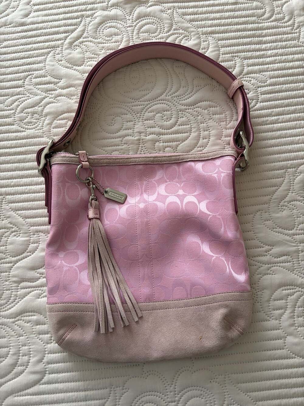 Vintage Y2K Coach Soho Signature East-West Duffel Bag — Pastel Pink